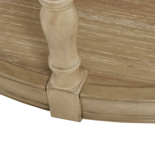 Kirkland's Home Natural Wood Finish Turned Leg Round Coffee Table- Coffee Tables