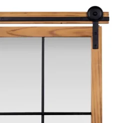 Kirkland's Home Natural Wood Frame Black Metal Window Mirror- Decorative Mirrors
