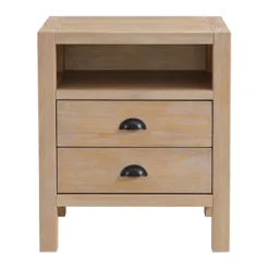 Kirkland's Home Natural Wood Grain Open Storage Nights D- Nightstands