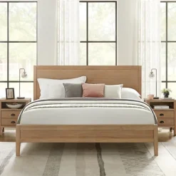 Kirkland's Home Natural Wood Grain Panel King Bed- Beds & Headboards
