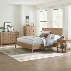 Kirkland's Home Natural Wood Grain Panel King Bed- Beds & Headboards