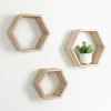 Kirkland's Home Natural Wood Hexagon Nesting Shelves, Set Of 3- Shelves