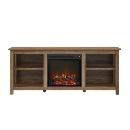Kirkland's Home Natural Wood Led Fireplace Media Cabinet- Tv Stands & Media Consoles