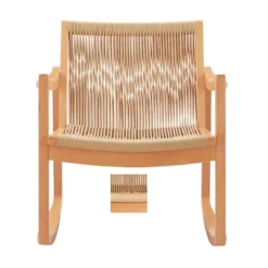 Kirkland's Home Natural Wood Modern Woven Rocking Chair- Accent Chairs