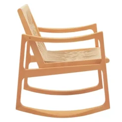Kirkland's Home Natural Wood Modern Woven Rocking Chair- Accent Chairs