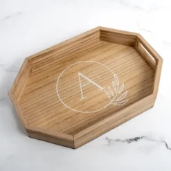 Kirkland's Home Natural Wood Monogram A Decorative Tray- Decorative Trays