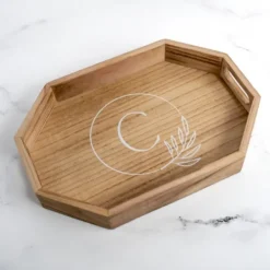 Kirkland's Home Natural Wood Monogram C Decorative Tray- Decorative Trays