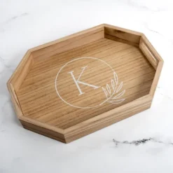 Kirkland's Home Natural Wood Monogram K Decorative Tray- Decorative Trays
