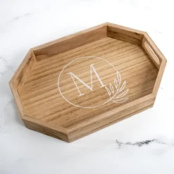 Kirkland's Home Natural Wood Monogram M Decorative Tray- Decorative Trays