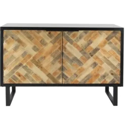 Kirkland's Home Natural Wood Mosaic Paneling Cabinet- Cabinets & Sideboards