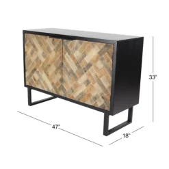 Kirkland's Home Natural Wood Mosaic Paneling Cabinet- Cabinets & Sideboards