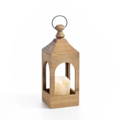 Kirkland's Home Natural Wood Open Frame Lantern, 15 In.- Lanterns