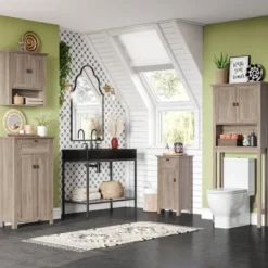 Kirkland's Home Natural Wood Single Door Cabinet- Bathroom Furniture