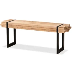 Kirkland's Home Natural Wood Stack Industrial Bench- Benches & Ottomans