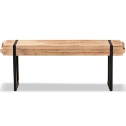 Kirkland's Home Natural Wood Stack Industrial Bench- Benches & Ottomans