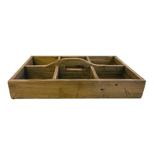 Kirkland's Home Natural Wooden Compartment Caddy With Handle- Baskets & Boxes