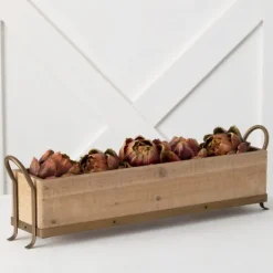 Kirkland's Home Natural Wooden Tray With Metal Handles- Decorative Trays