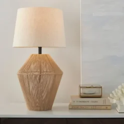 Kirkland's Home Natural Woven Jute Urn Table Lamp- Table Lamps