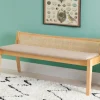 Kirkland's Home Natural Woven Rat Back Minimalist Bench- Entryway Furniture