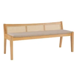 Kirkland's Home Natural Woven Rat Back Minimalist Bench- Entryway Furniture