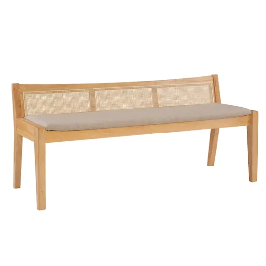 Kirkland's Home Natural Woven Rat Back Minimalist Bench- Entryway Furniture