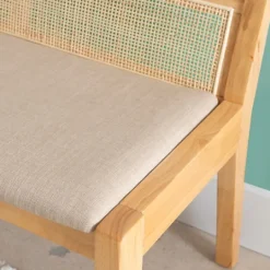 Kirkland's Home Natural Woven Rat Back Minimalist Bench- Entryway Furniture