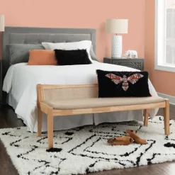 Kirkland's Home Natural Woven Rat Back Minimalist Bench- Entryway Furniture