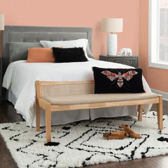 Kirkland's Home Natural Woven Rat Back Minimalist Bench- Entryway Furniture