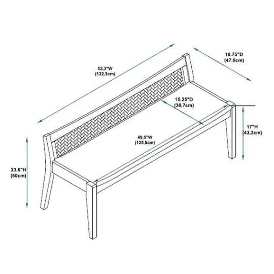 Kirkland's Home Natural Woven Rat Back Minimalist Bench- Entryway Furniture