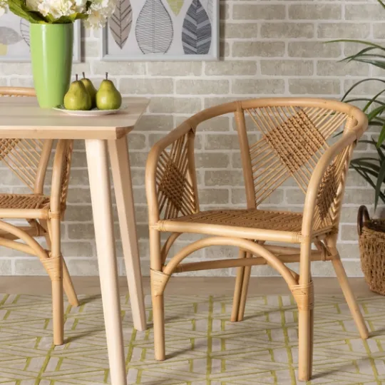 Kirkland's Home Natural Woven Rat X-Back Dining Chair- Dining Chairs