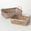 Kirkland's Home Natural Woven Reed And Metal Baskets, Set Of 2- Baskets & Boxes