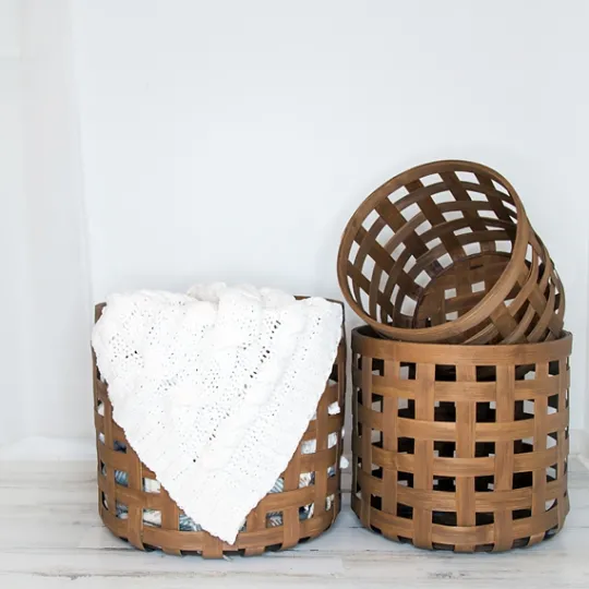 Kirkland's Home Natural Woven Wicker Round Baskets, Set Of 3- Baskets & Boxes