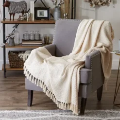 Kirkland's Home Natural Woven Zig Zag Throw- Blankets & Throws