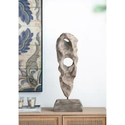 Kirkland's Home Naturally Abstract Raw Wooden Carved Figurine- Statues & Figurines