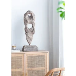 Kirkland's Home Naturally Abstract Raw Wooden Carved Figurine- Statues & Figurines