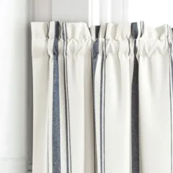 Kirkland's Home Navy & White Stripe Cafe Curtain Panel Set, 24 In.- Curtains & Drapes