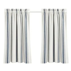 Kirkland's Home Navy & White Stripe Cafe Curtain Panel Set, 36 In.- Curtains & Drapes