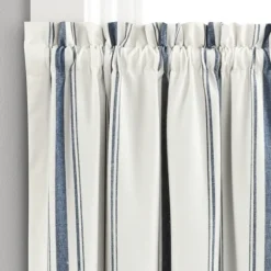 Kirkland's Home Navy & White Stripe Cafe Curtain Panel Set, 36 In.- Curtains & Drapes