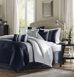 Kirkland's Home Navy Amador 7-Pc. Queen Comforter Set- Comforters