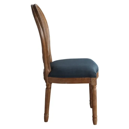 Kirkland's Home Navy And Brown Cane Oval Back Dining Chair- Dining Chairs