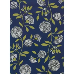 Kirkland's Home Navy And Green Floral Vine Outdoor Area Rug, 5X7- Outdoor Rugs