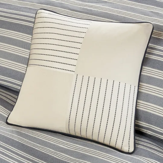 Kirkland's Home Navy And Ivory Stripe 9-Pc. King Comforter Set- Comforters