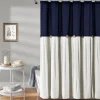 Kirkland's Home Navy And White Button Accent Linen Shower Curtain- Shower Curtains