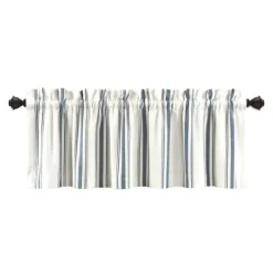 Kirkland's Home Navy And White Farmhouse Stripe Valance- Curtains & Drapes