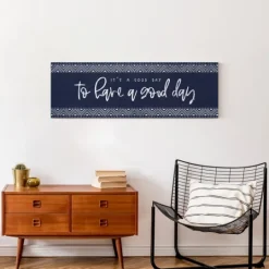 Kirkland's Home Navy And White Good Day Canvas Art Print- Wall Quotes & Signs