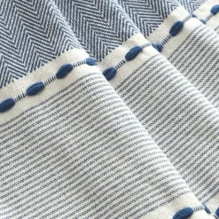 Kirkland's Home Navy And White Herringbone Stripe Throw- Blankets & Throws
