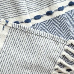 Kirkland's Home Navy And White Herringbone Stripe Throw- Blankets & Throws