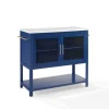 Kirkland's Home Navy And White Marble Top Kitchen Island- Kitchen Islands & Bar Carts