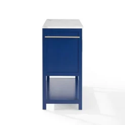 Kirkland's Home Navy And White Marble Top Kitchen Island- Kitchen Islands & Bar Carts