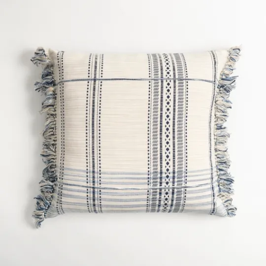 Kirkland's Home Navy And White Plaid Reversible Throw Pillow- Pillows